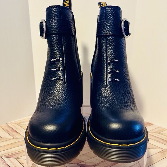 Dr Martens Spence HDW Milled Napa Black Leather Wms 10 Boots Piercings Punk Goth - Picture 6 of 10